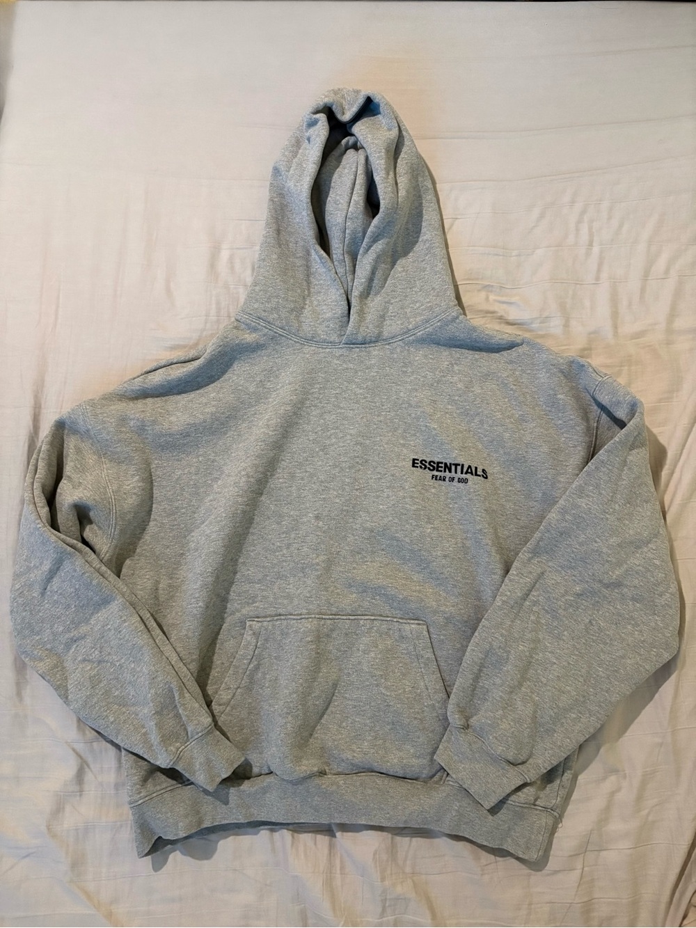 Fear of God ESSENTIALS Heather Gray Logo Hoodie Size Medium M